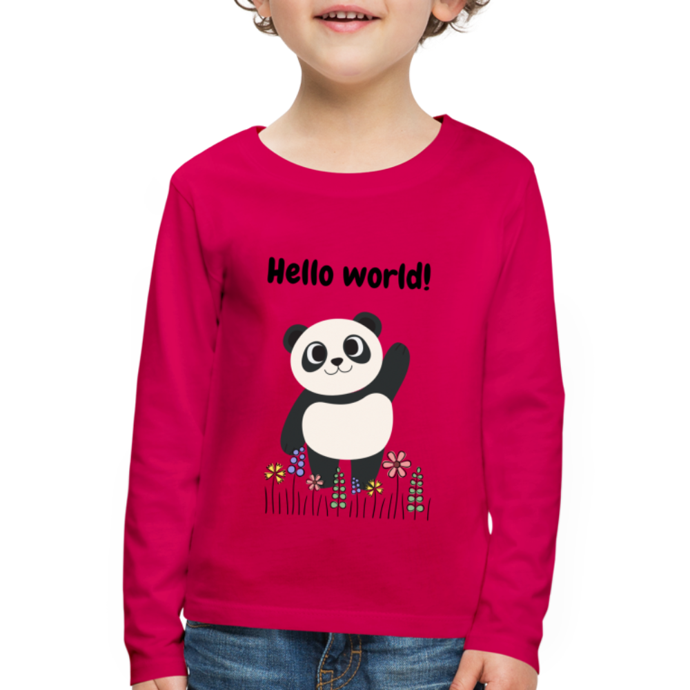 Kinder Premium Langarmshirt - Hello world - dunkles Pink