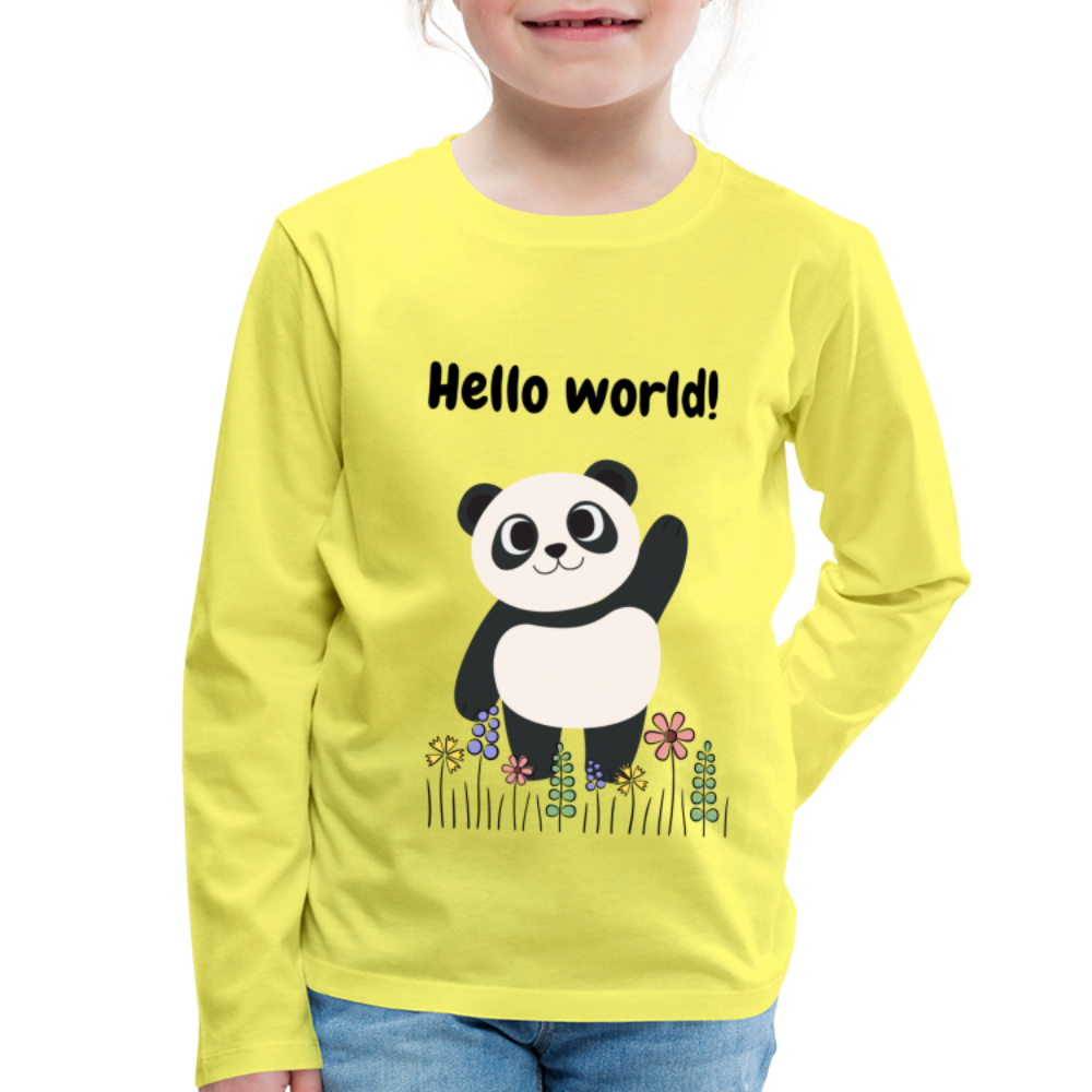 Kinder Premium Langarmshirt - Hello world - Gelb