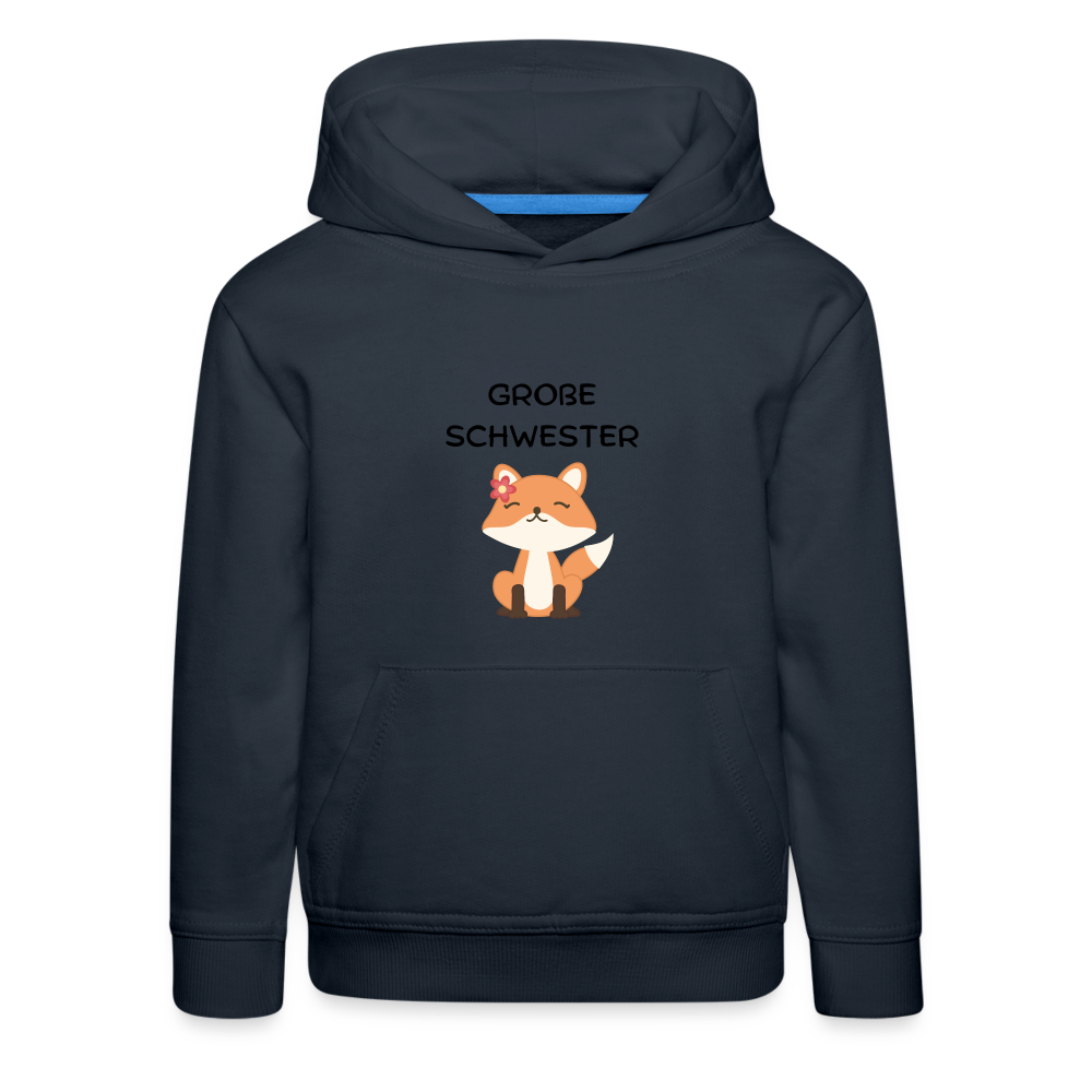 Kinder Premium Hoodie - Große Schwester Fuchs - Navy