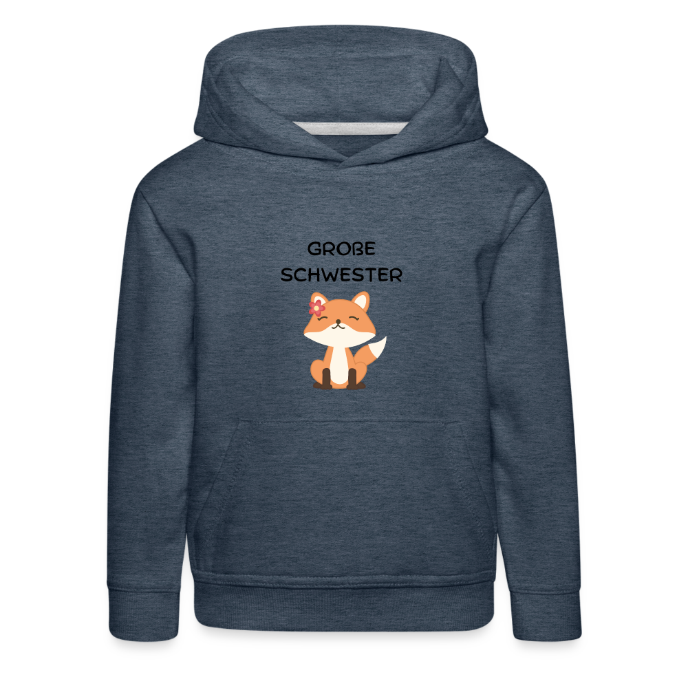 Kinder Premium Hoodie - Große Schwester Fuchs - Jeansblau