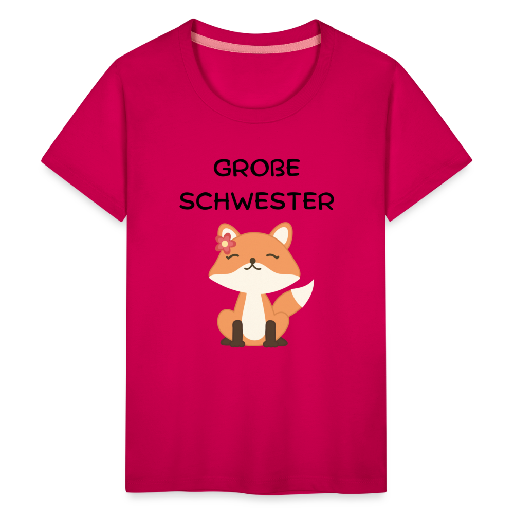 Teenager Premium T-Shirt - Große Schwester Fuchs - dunkles Pink