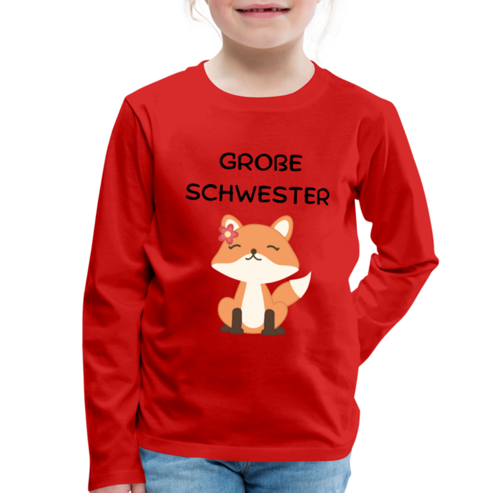 Kinder Premium Langarmshirt - Große Schwester Fuchs - Rot