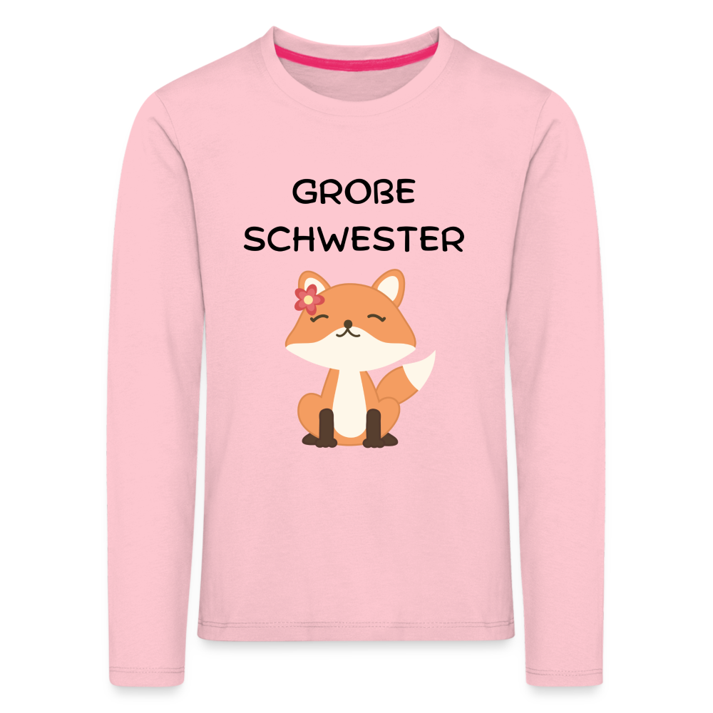 Kinder Premium Langarmshirt - Große Schwester Fuchs - Hellrosa