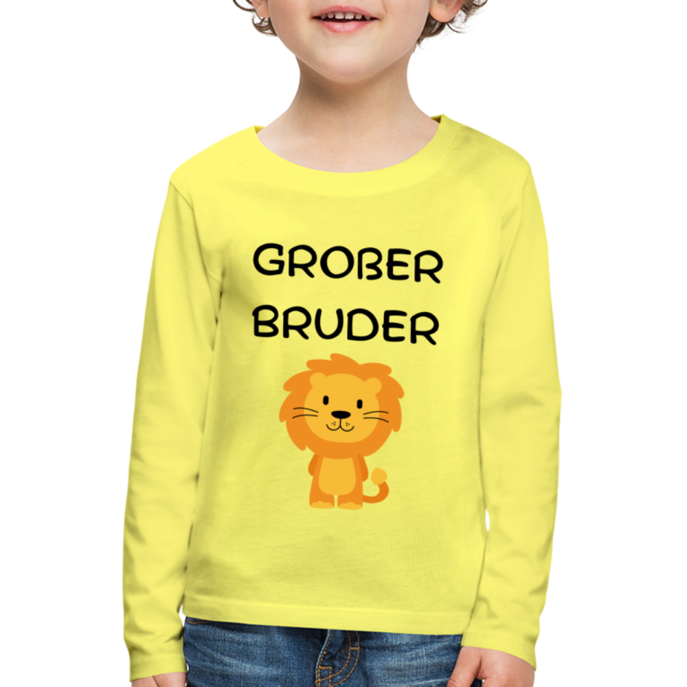 Kinder Premium Langarmshirt - Großer Bruder Löwe - Gelb