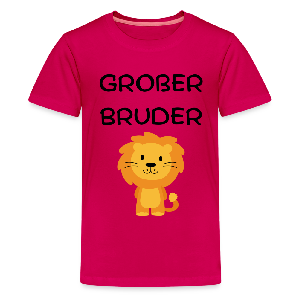 Teenager Premium T-Shirt - Großer Bruder Löwe - dunkles Pink