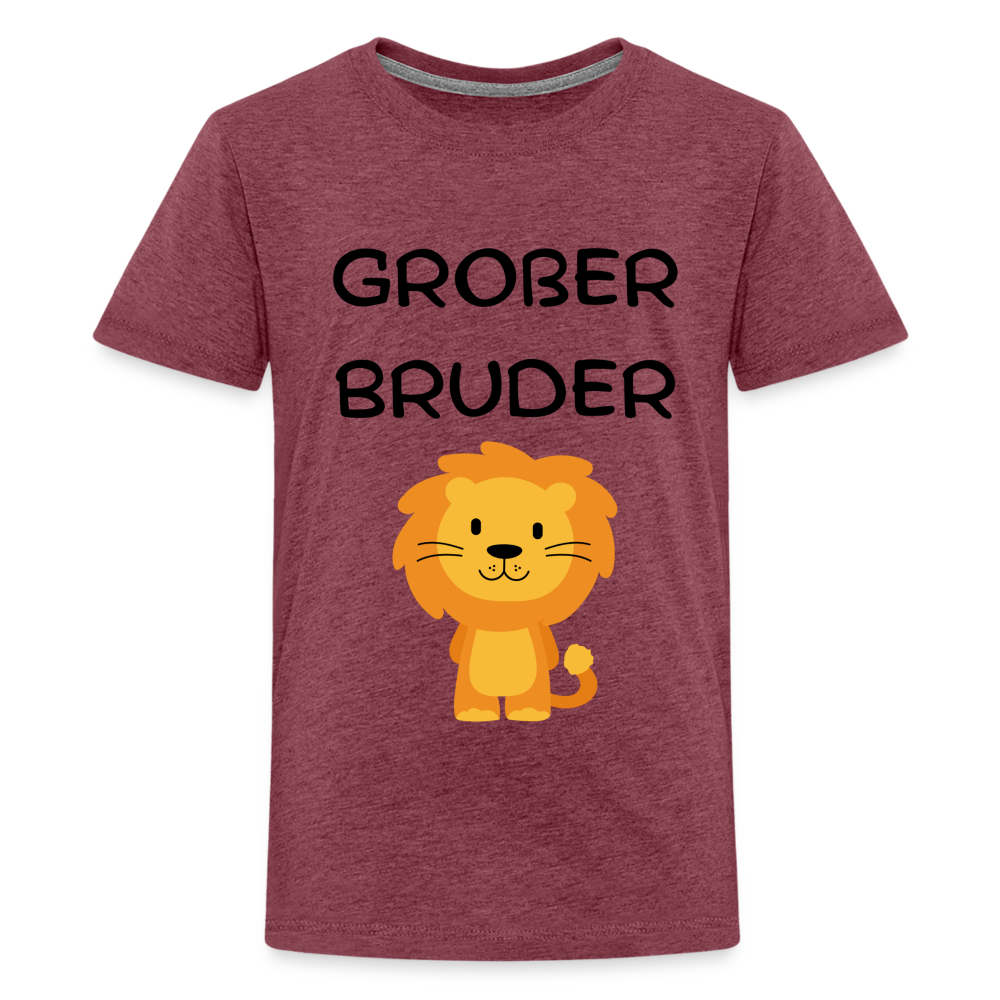 Teenager Premium T-Shirt - Großer Bruder Löwe - Bordeauxrot meliert