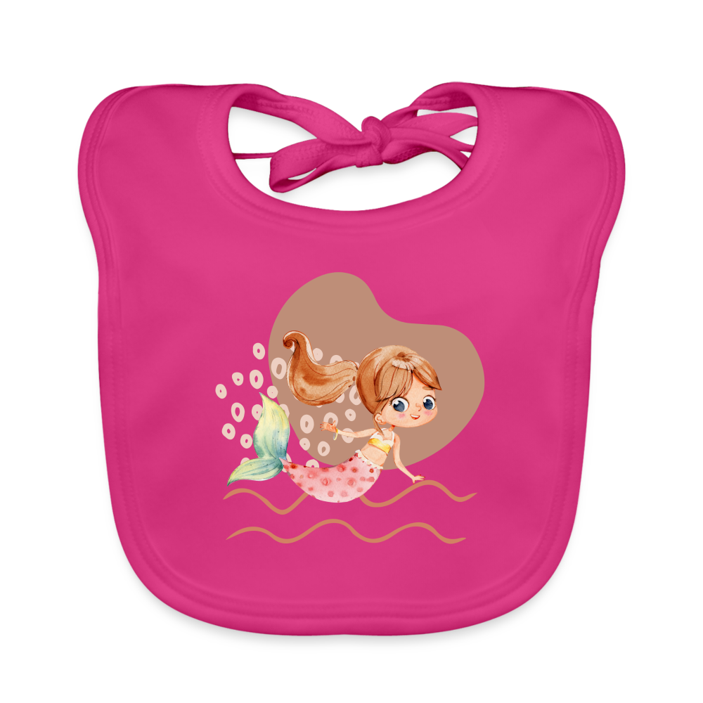 Baby Bio-Lätzchen - Meerjungfrau Herz - Fuchsia
