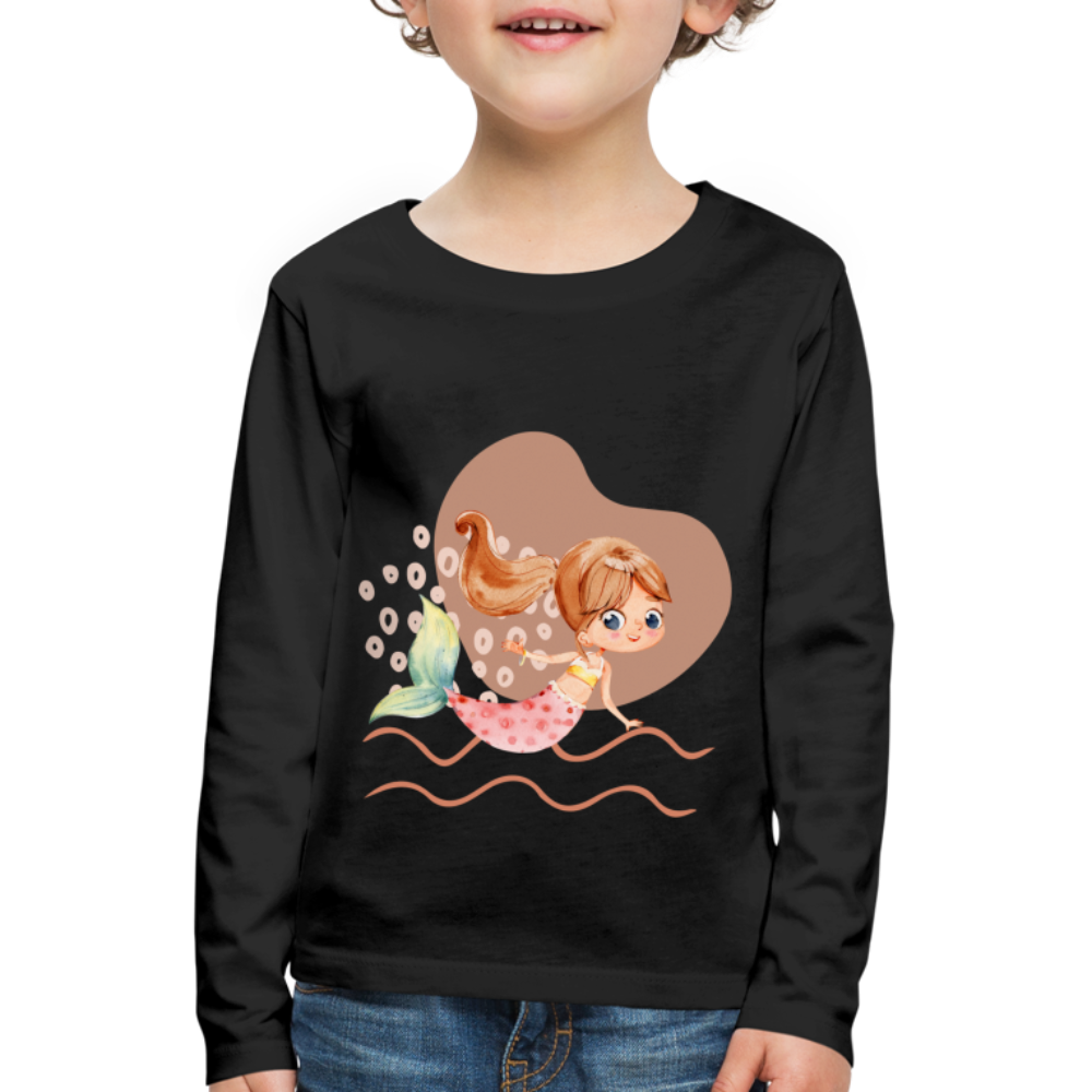 Kinder Premium Langarmshirt - Meerjungfrau Herz - Schwarz