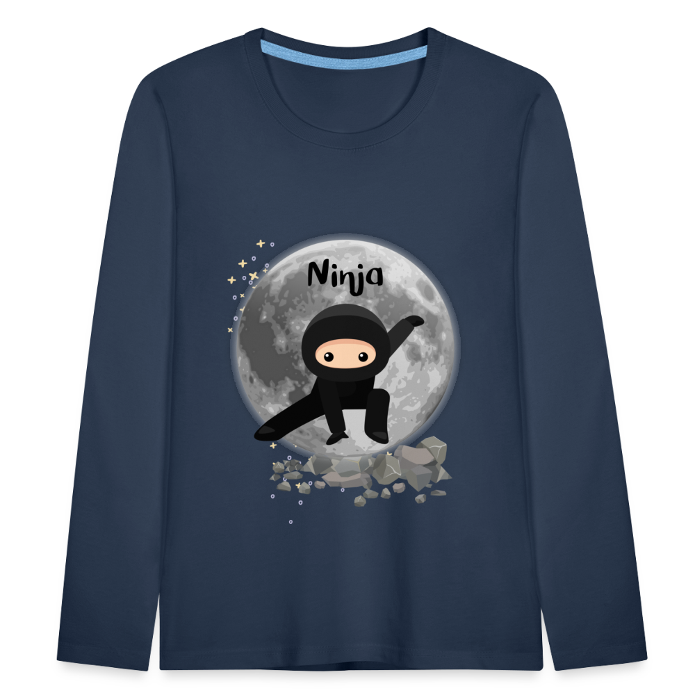 Kinder Premium Langarmshirt - Ninja Mond - Navy