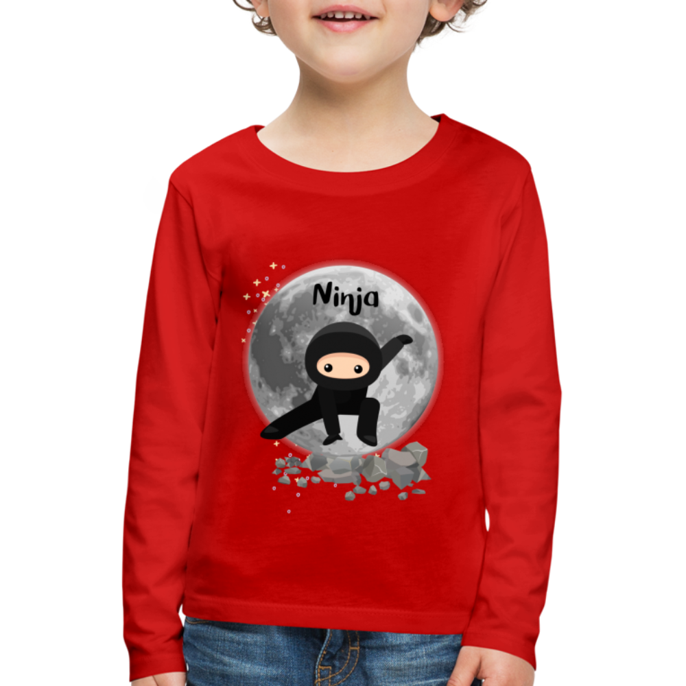 Kinder Premium Langarmshirt - Ninja Mond - Rot