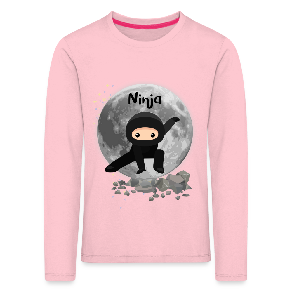 Kinder Premium Langarmshirt - Ninja Mond - Hellrosa
