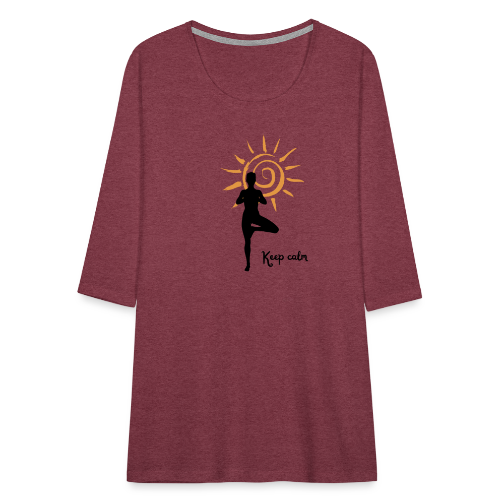 Frauen Premium 3/4-Arm Shirt - Keep calm - Bordeauxrot meliert