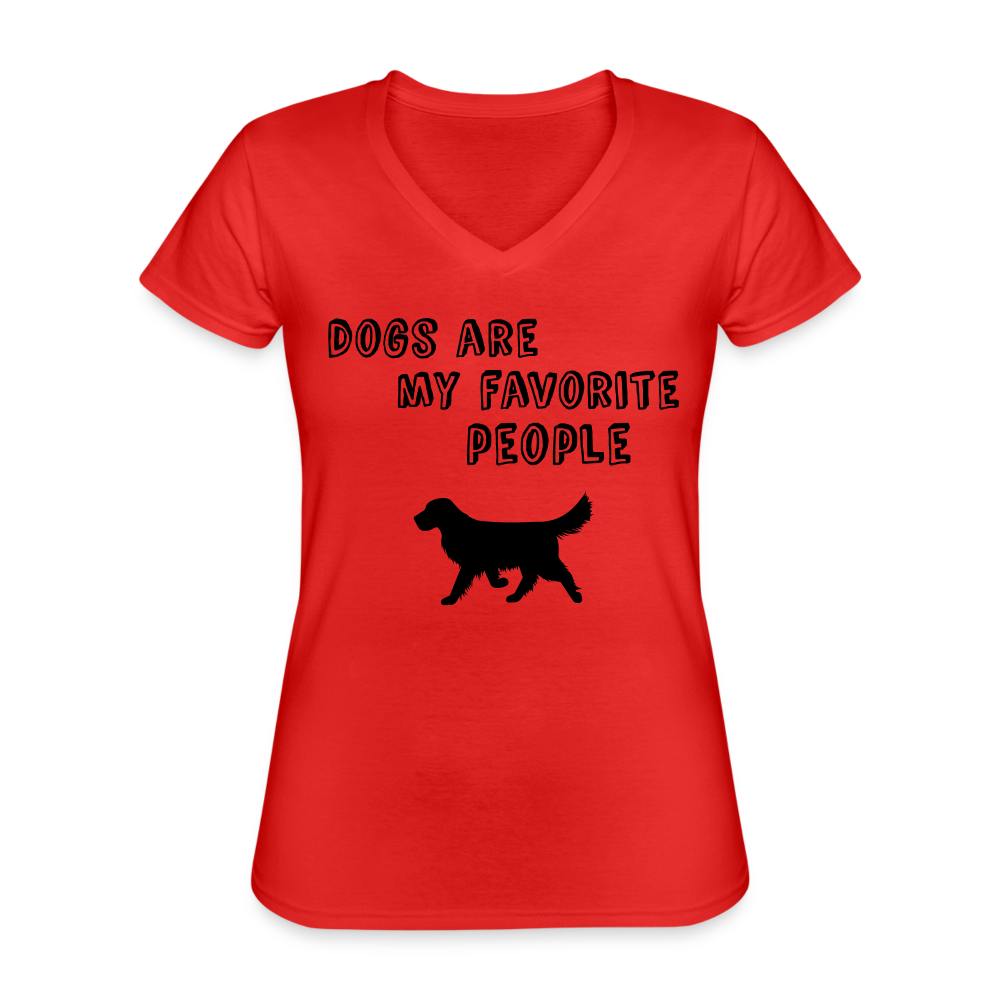 Klassisches Frauen-T-Shirt mit V-Ausschnitt - Favorite Dog - Rot