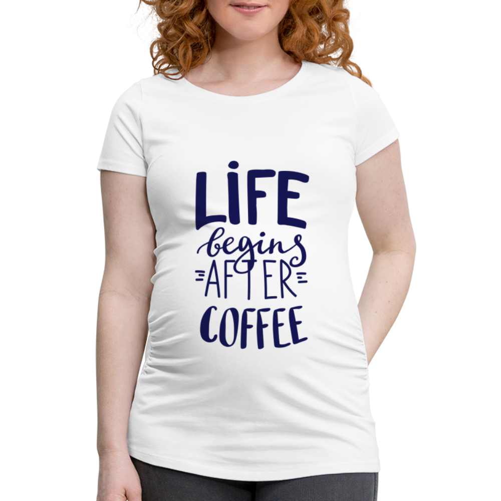 Frauen Schwangerschafts-T-Shirt - After coffee - weiß