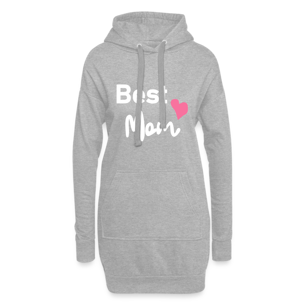 Hoodie-Kleid - Best Mom Herz - Grau meliert