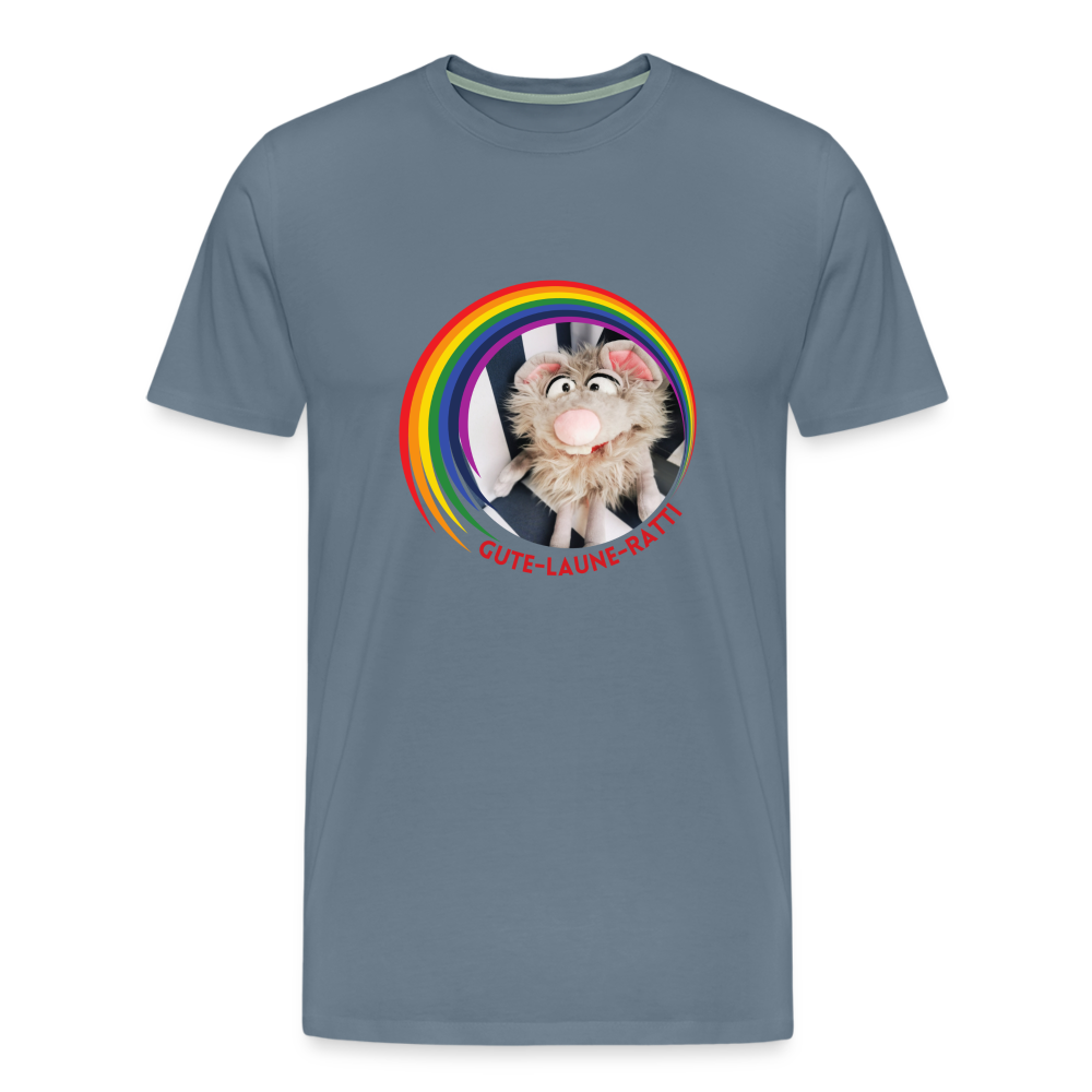 Männer Premium T-Shirt - Gute Laune Ratti - Blaugrau