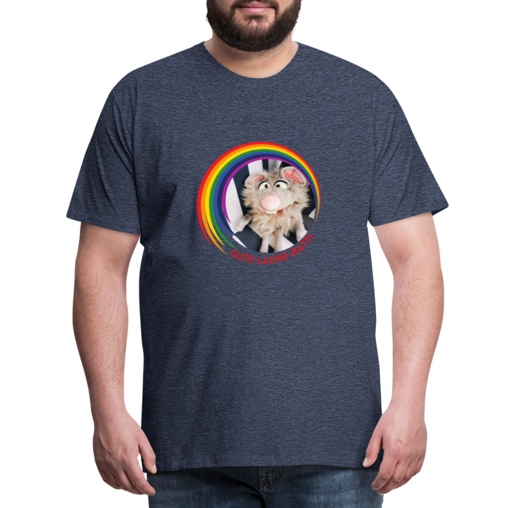 Männer Premium T-Shirt - Gute Laune Ratti - Blau meliert