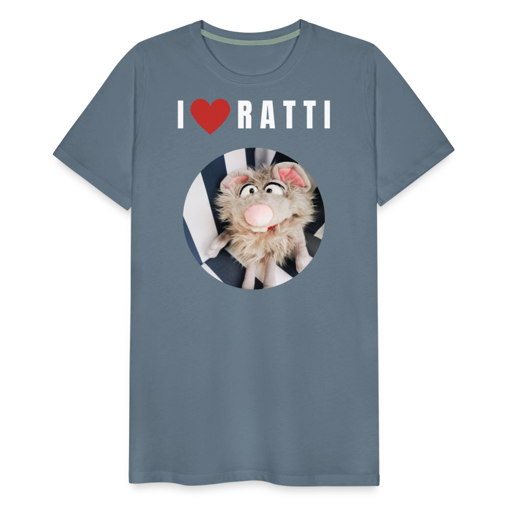 Männer Premium T-Shirt - I love Ratti - Blaugrau