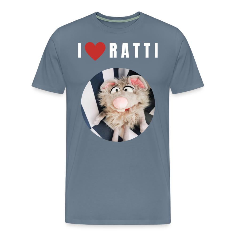 Männer Premium T-Shirt - I love Ratti - Blaugrau