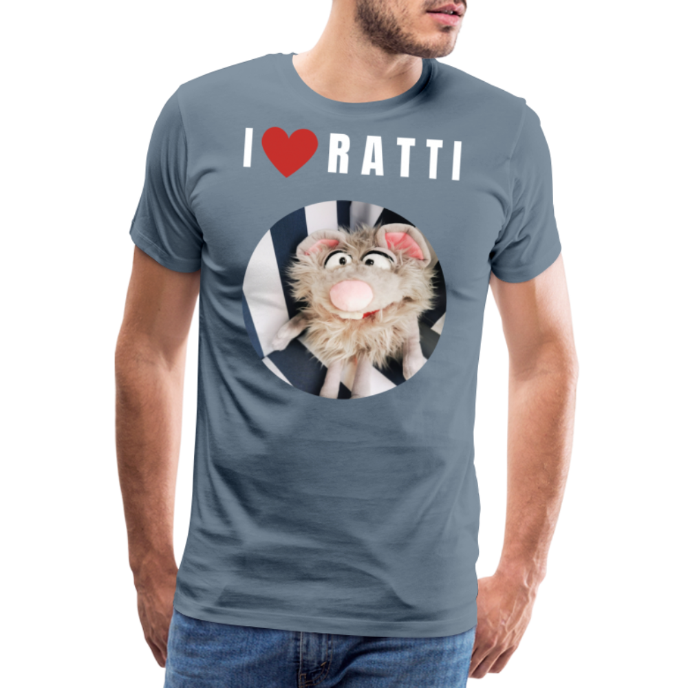 Männer Premium T-Shirt - I love Ratti - Blaugrau