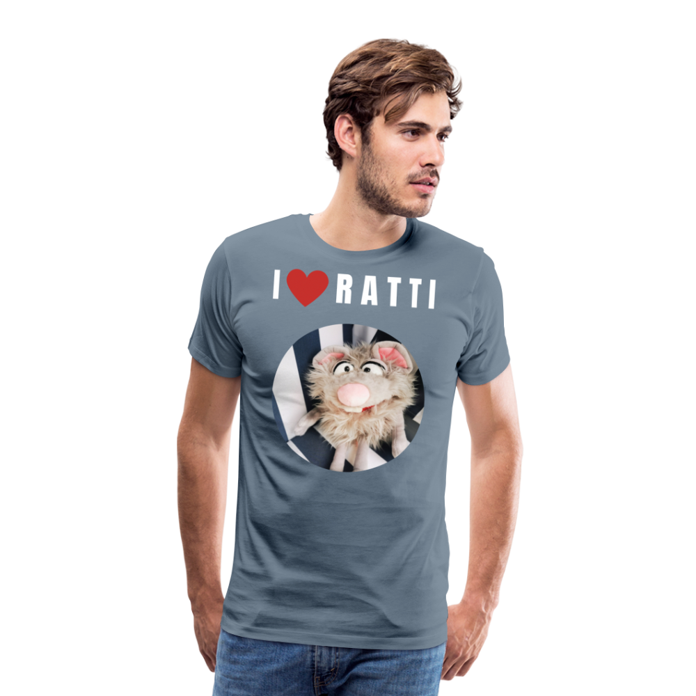 Männer Premium T-Shirt - I love Ratti - Blaugrau