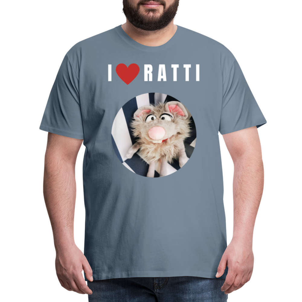 Männer Premium T-Shirt - I love Ratti - Blaugrau