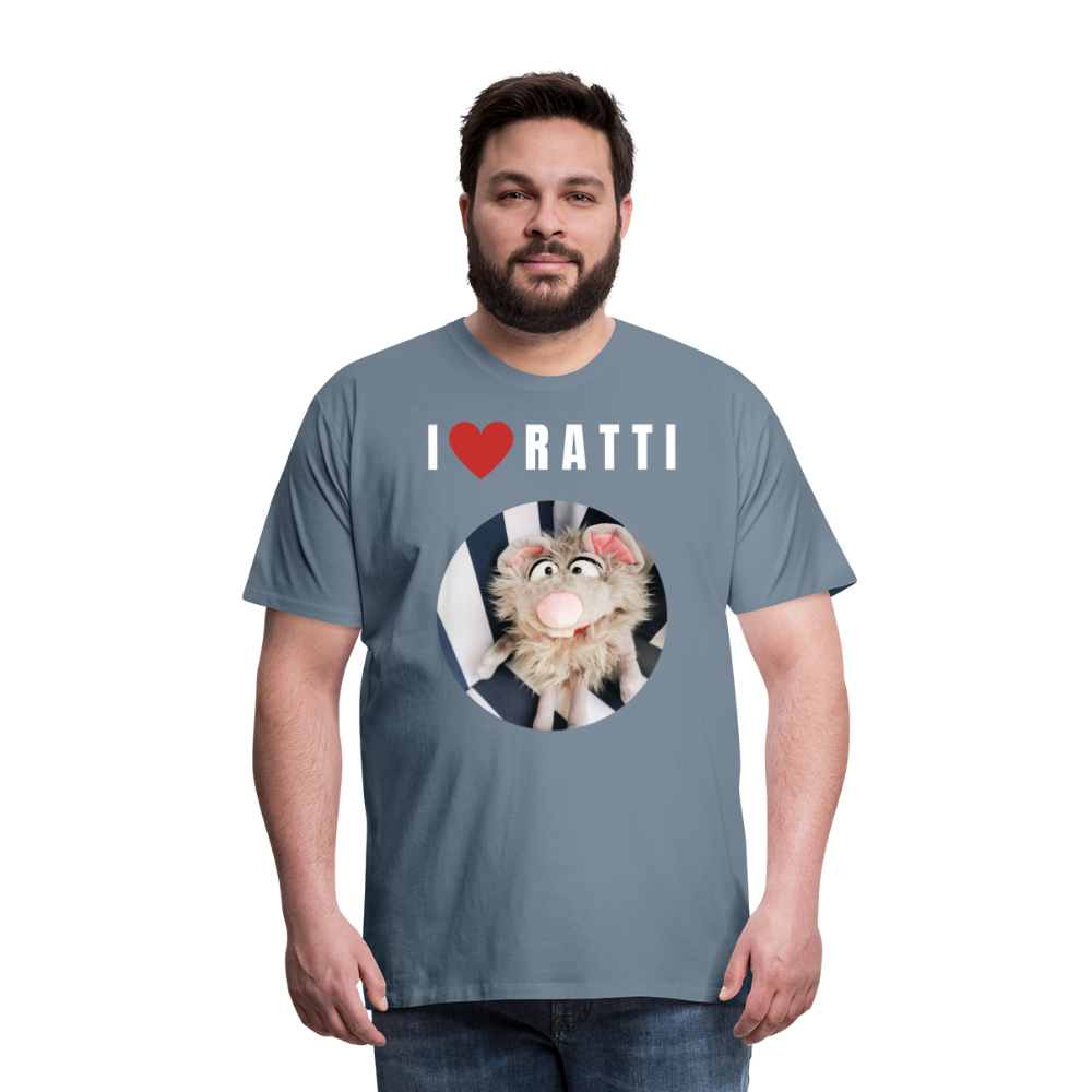 Männer Premium T-Shirt - I love Ratti - Blaugrau