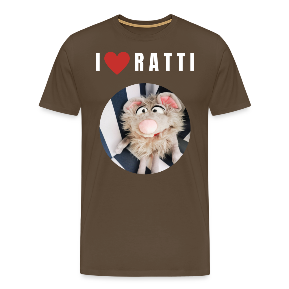 Männer Premium T-Shirt - I love Ratti - Edelbraun