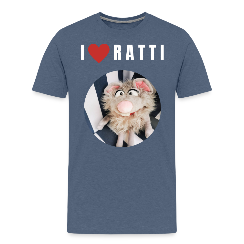 Männer Premium T-Shirt - I love Ratti - Blau meliert