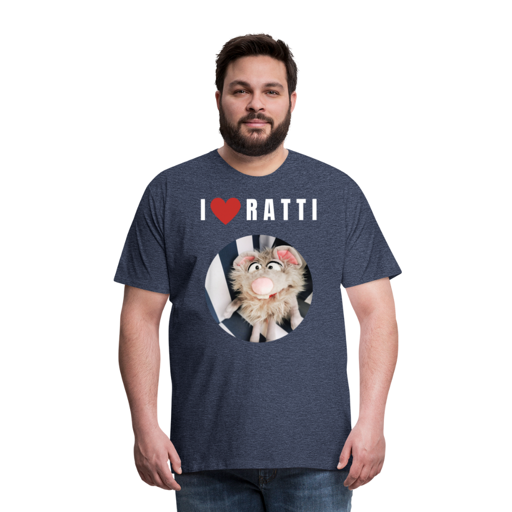 Männer Premium T-Shirt - I love Ratti - Blau meliert