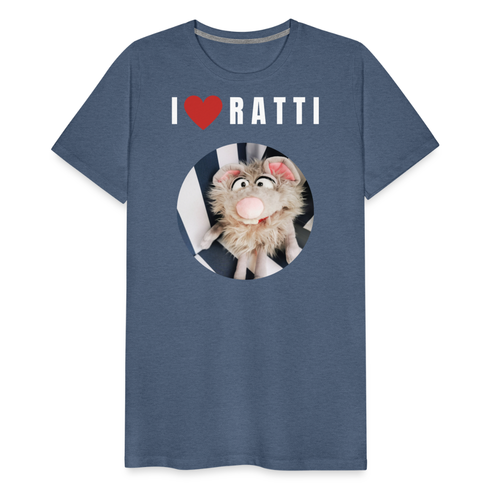 Männer Premium T-Shirt - I love Ratti - Blau meliert