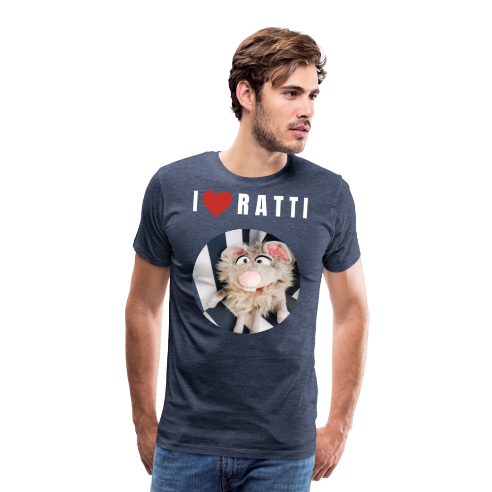 Männer Premium T-Shirt - I love Ratti - Blau meliert