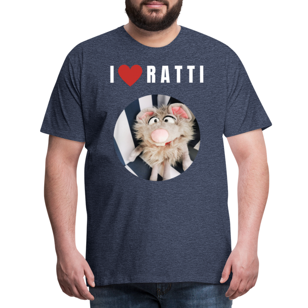 Männer Premium T-Shirt - I love Ratti - Blau meliert