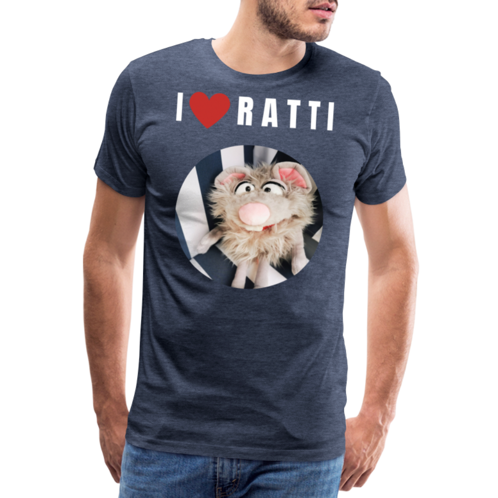 Männer Premium T-Shirt - I love Ratti - Blau meliert