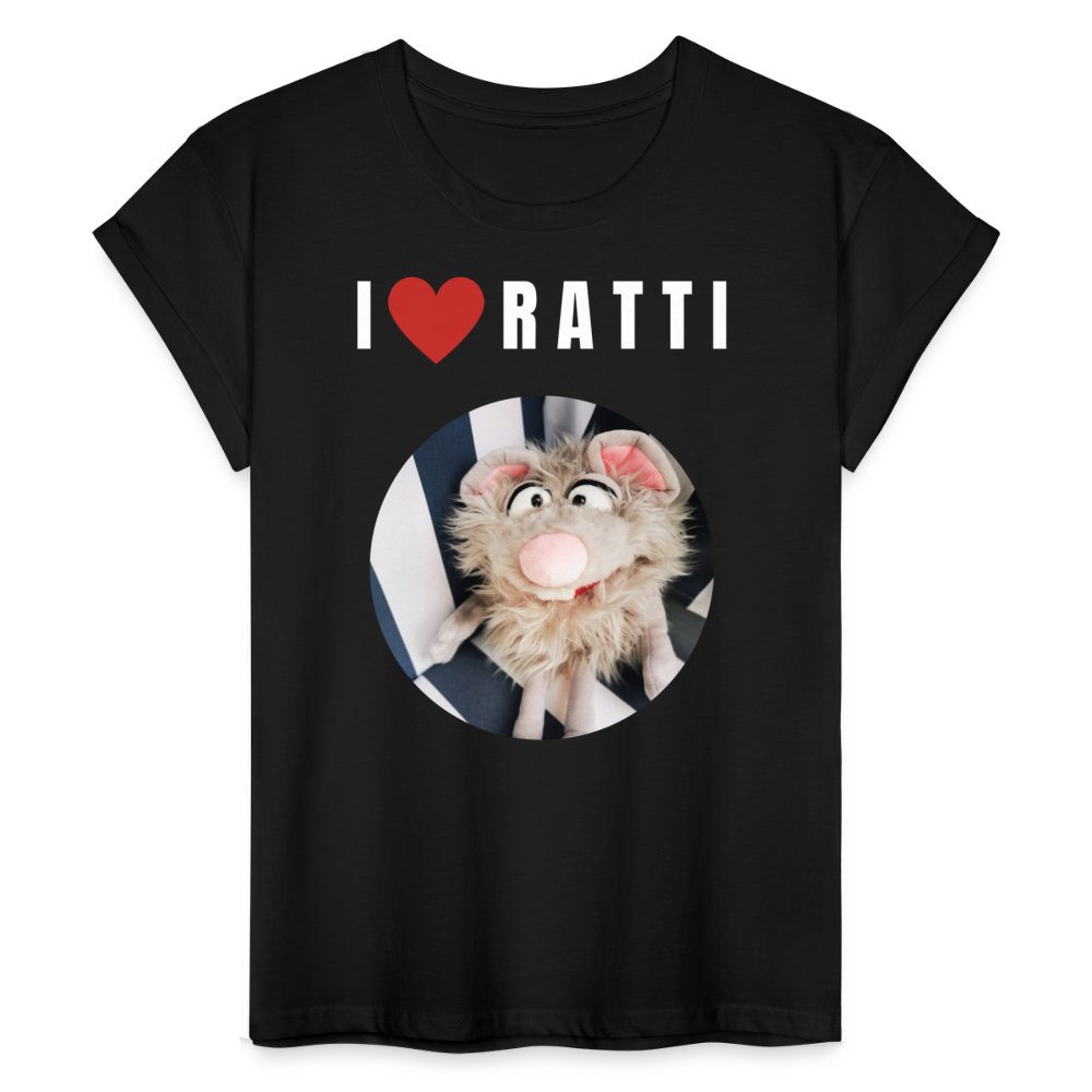 Frauen Oversize T-Shirt - I love Ratti - Schwarz
