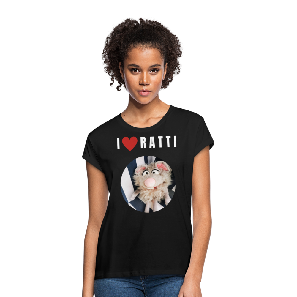 Frauen Oversize T-Shirt - I love Ratti - Schwarz