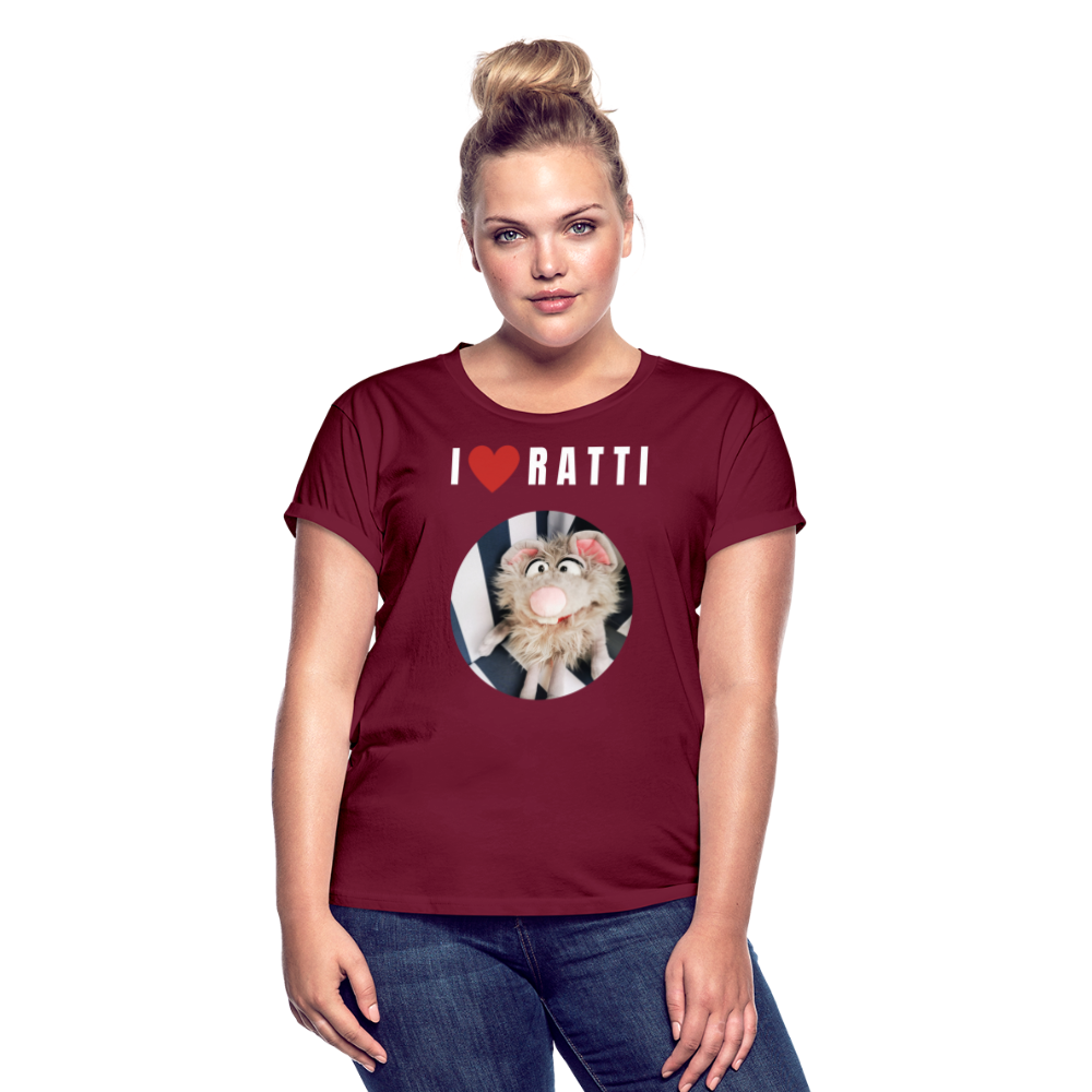 Frauen Oversize T-Shirt - I love Ratti - Bordeaux