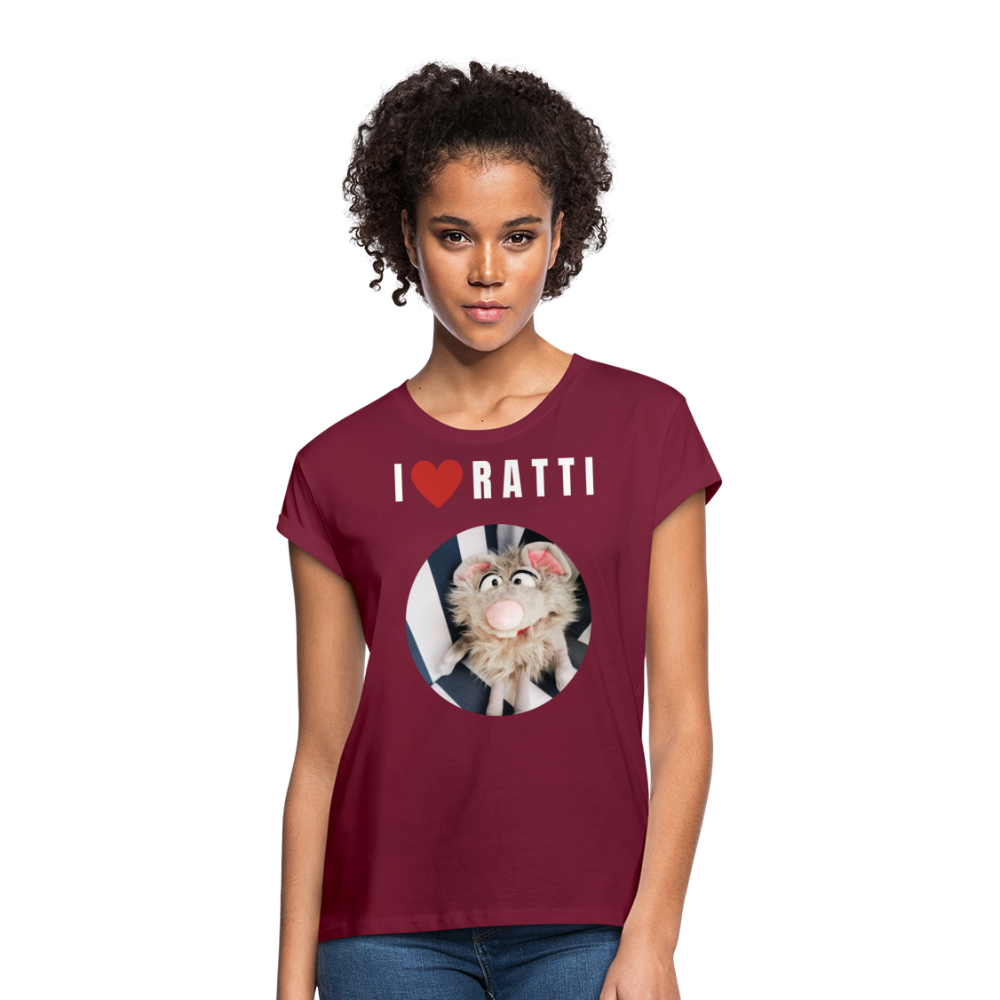 Frauen Oversize T-Shirt - I love Ratti - Bordeaux
