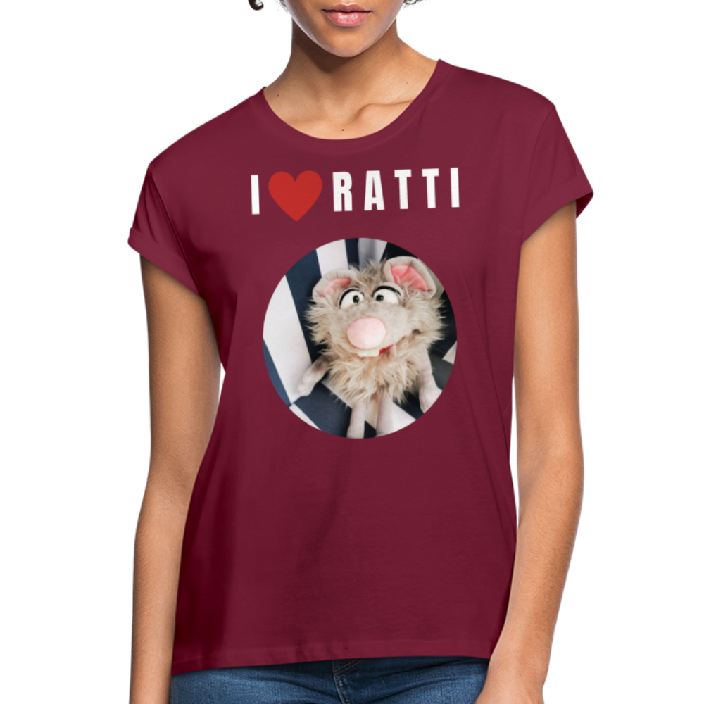 Frauen Oversize T-Shirt - I love Ratti - Bordeaux