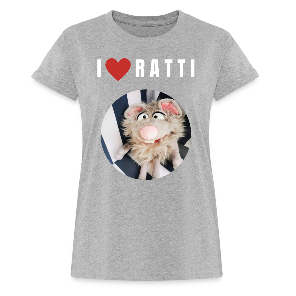Frauen Oversize T-Shirt - I love Ratti - Grau meliert