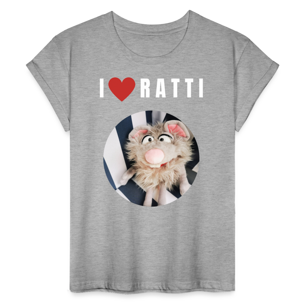 Frauen Oversize T-Shirt - I love Ratti - Grau meliert