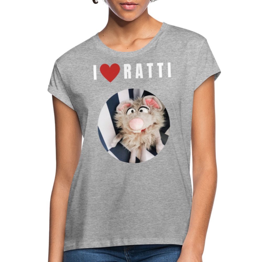 Frauen Oversize T-Shirt - I love Ratti - Grau meliert