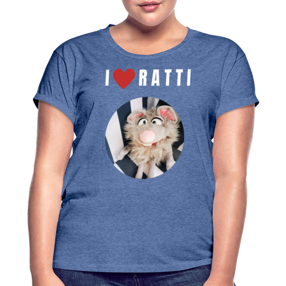Frauen Oversize T-Shirt - I love Ratti - Denim meliert