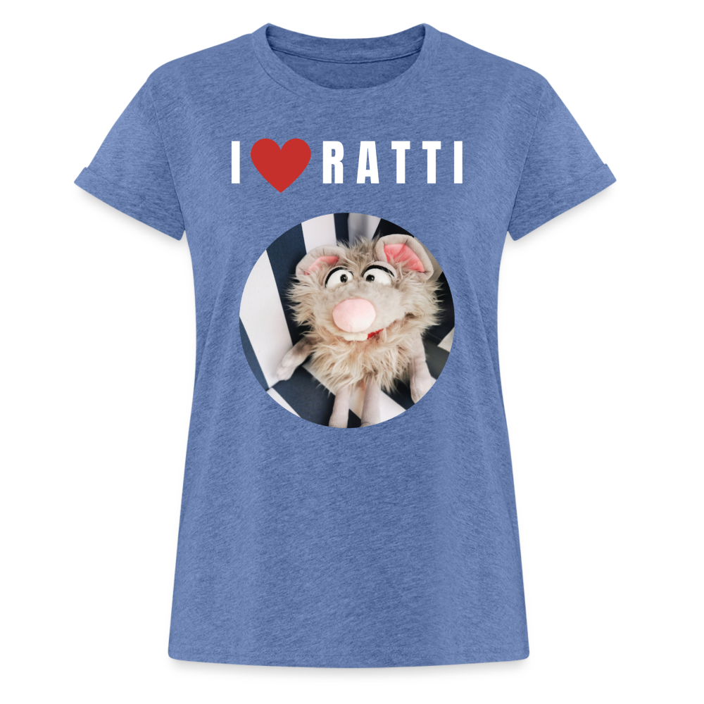 Frauen Oversize T-Shirt - I love Ratti - Denim meliert