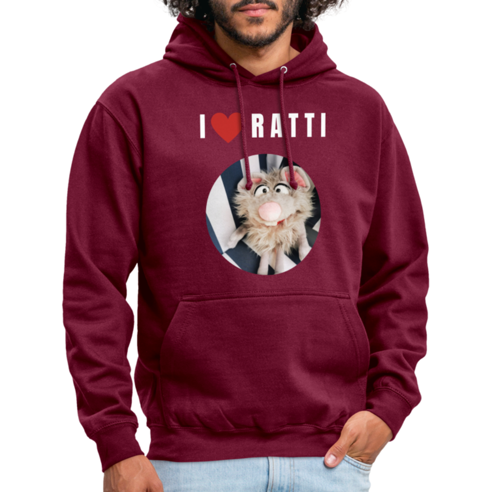Unisex Hoodie - I love Ratti - Bordeaux