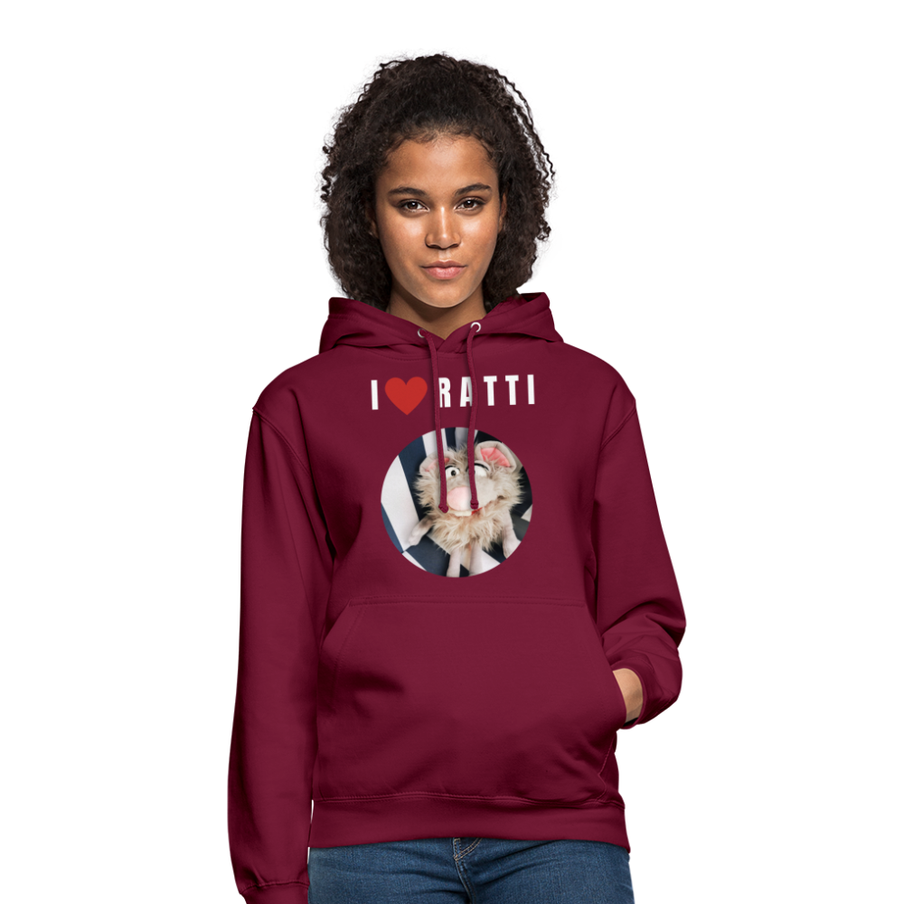 Unisex Hoodie - I love Ratti - Bordeaux