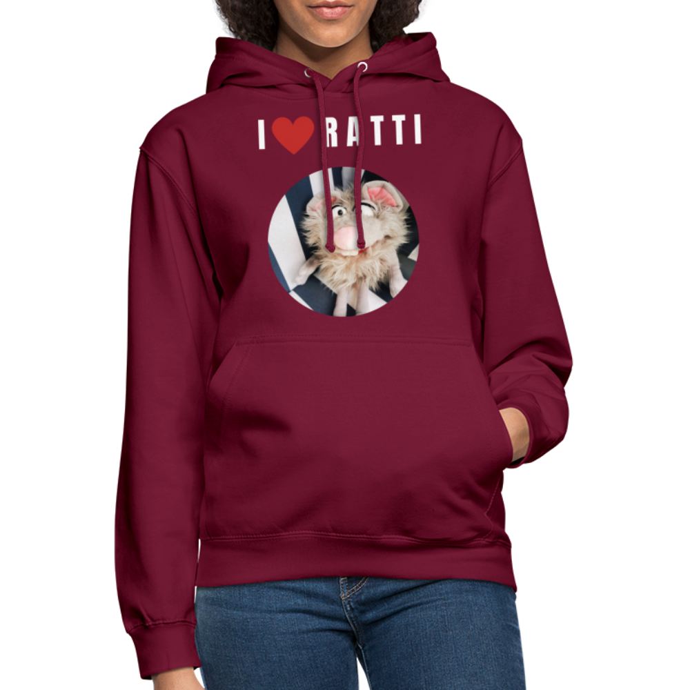 Unisex Hoodie - I love Ratti - Bordeaux