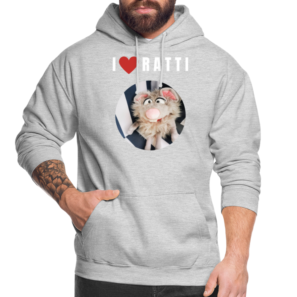 Unisex Hoodie - I love Ratti - Hellgrau meliert