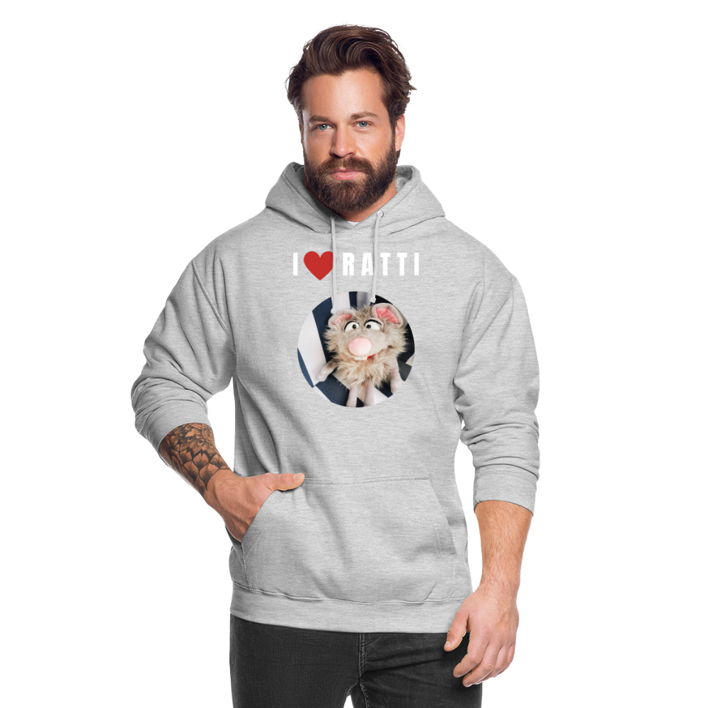 Unisex Hoodie - I love Ratti - Hellgrau meliert
