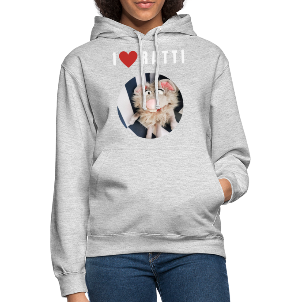 Unisex Hoodie - I love Ratti - Hellgrau meliert